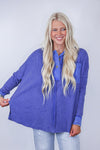 royal blue waffle knit casual top