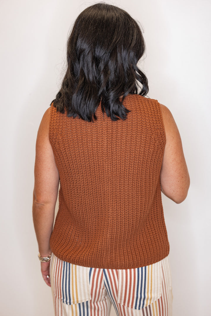 Truly Yours Cinnamon Sleeveless Sweater