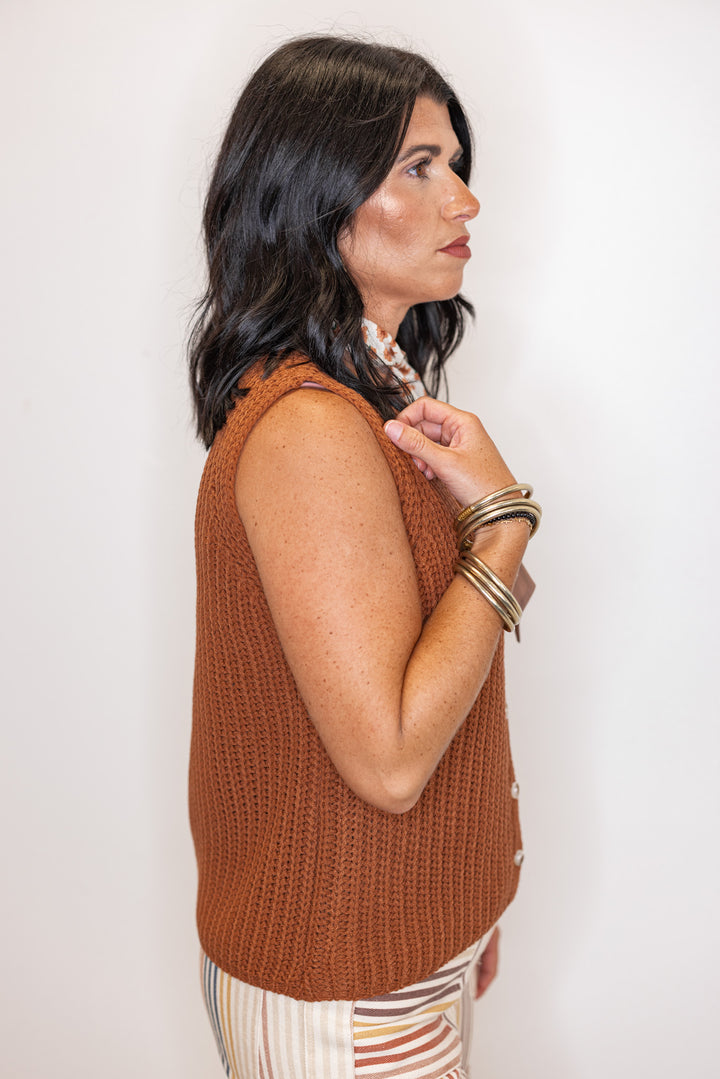 Truly Yours Cinnamon Sleeveless Sweater
