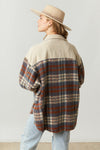 Fantastic Fawn Sand corduroy and flannel plaid colorblock jacket