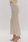 Entro Cropped wide leg denim pants with braided detail at waist in sand