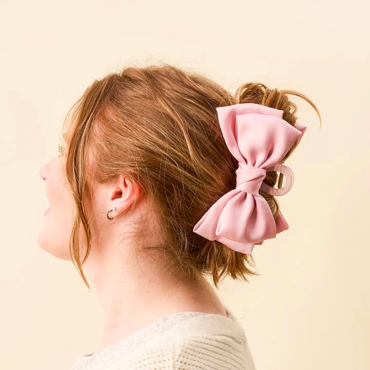 satin bow hair clip