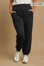 scuba knit black jogger pants umgee