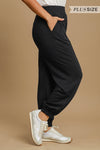 scuba knit black jogger pants umgee