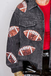 sequin football black corduroy jacket