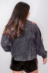 sequin football black corduroy jacket