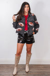 sequin football black corduroy jacket