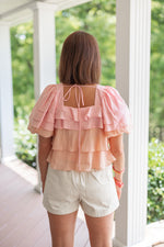 women's ruffled mauve sheer babydoll top