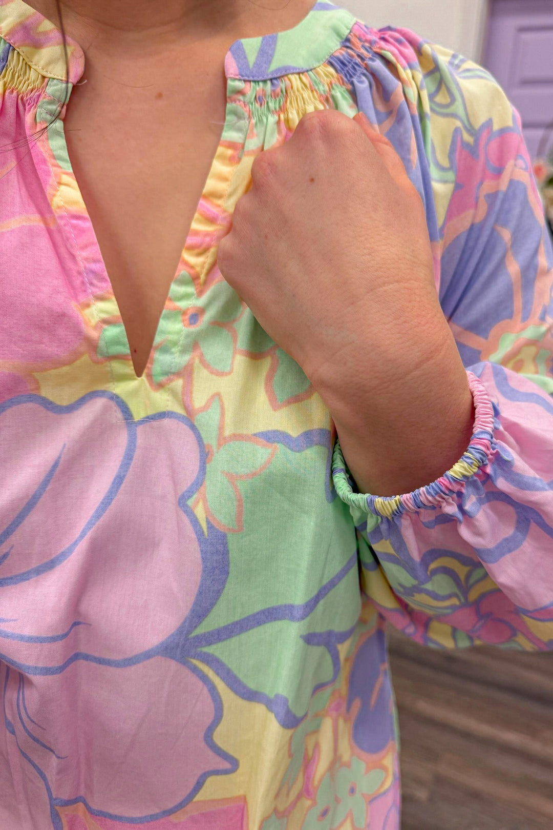 karlie clothing poplin cotton pastel floral spring midi dress