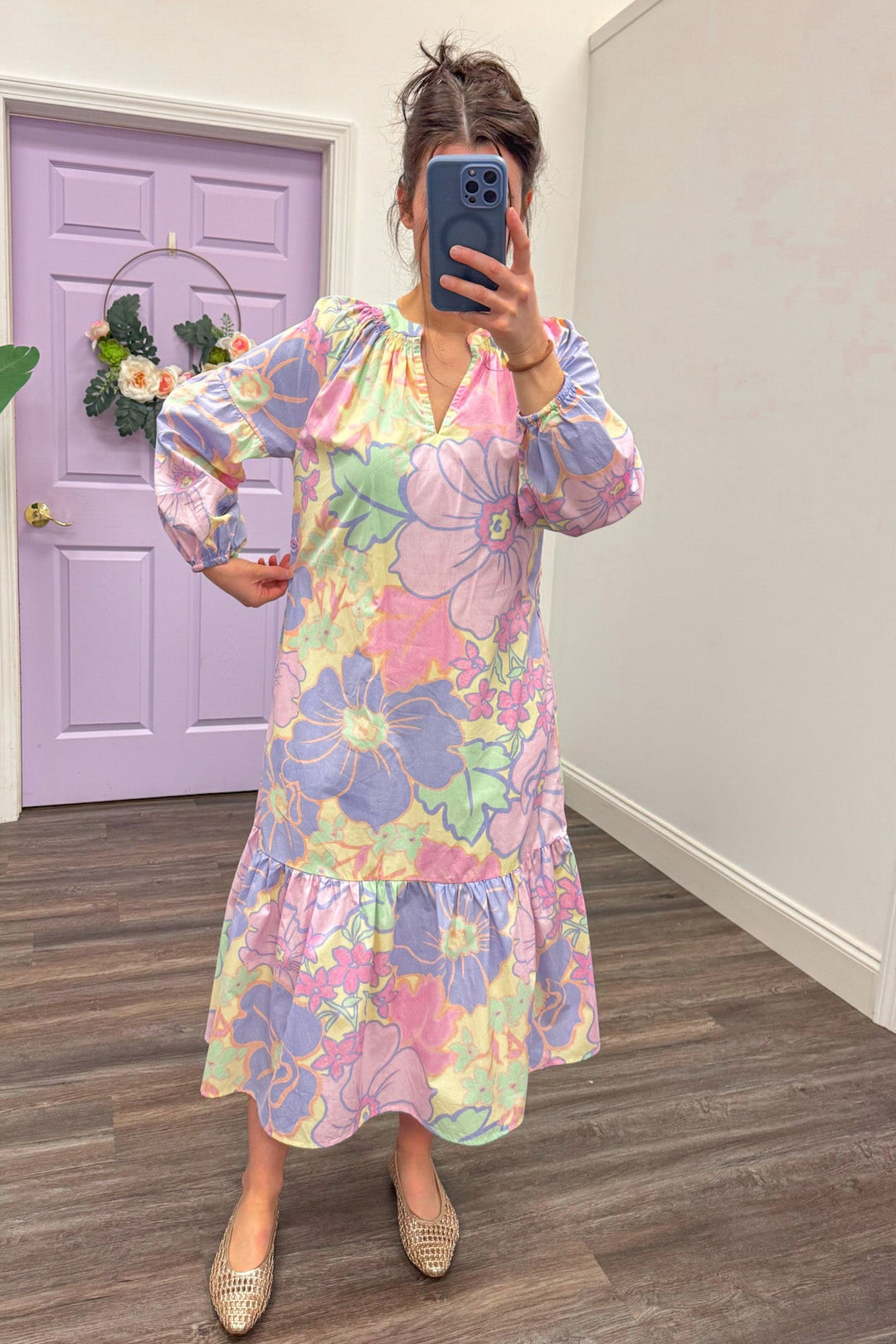 karlie clothing cotton pastel floral spring midi dress easy fitting