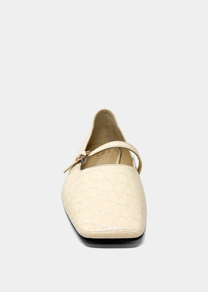 shu shop adele bone croc print mary jane ballet flats comfy front angle