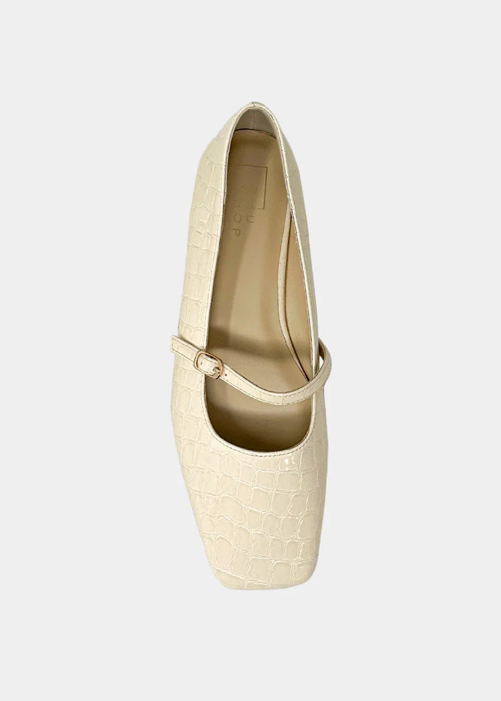 shu shop adele bone croc print mary jane ballet flats comfy up close