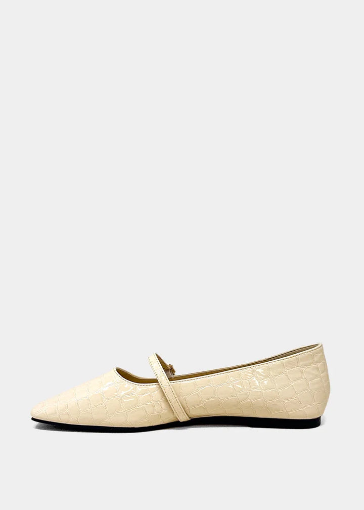 shu shop adele bone croc print mary jane ballet flats side views