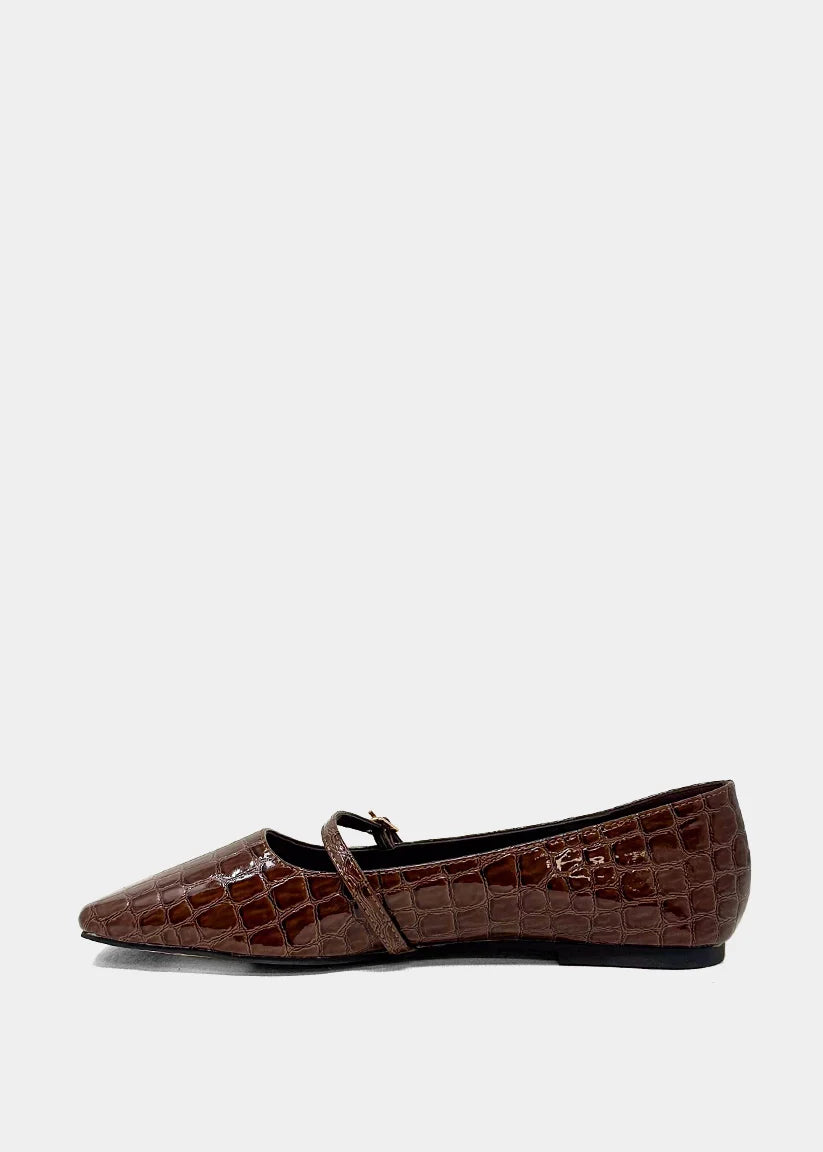 shu shop brown croc print ballet flats