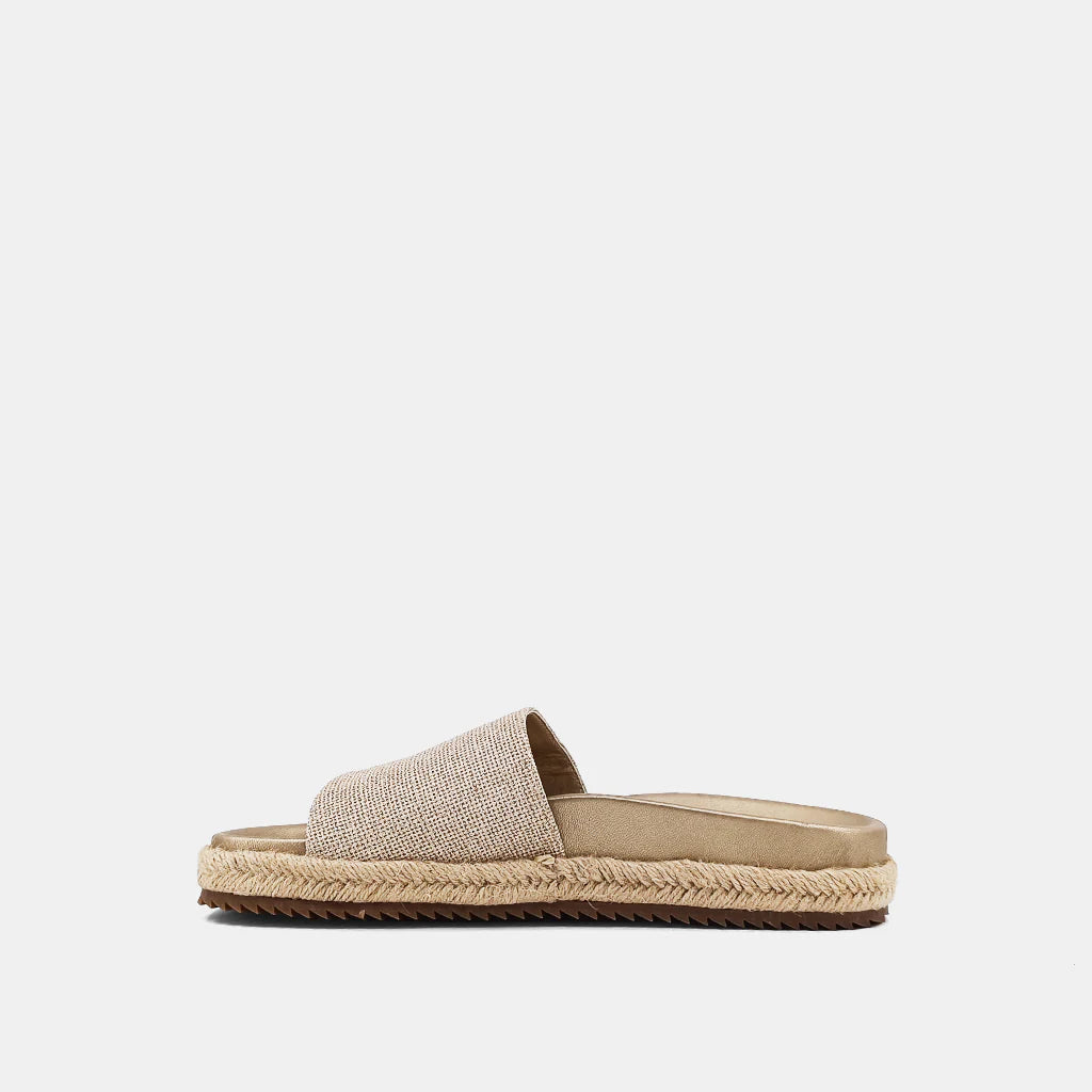shu shop crisanta gold woven slide sandals