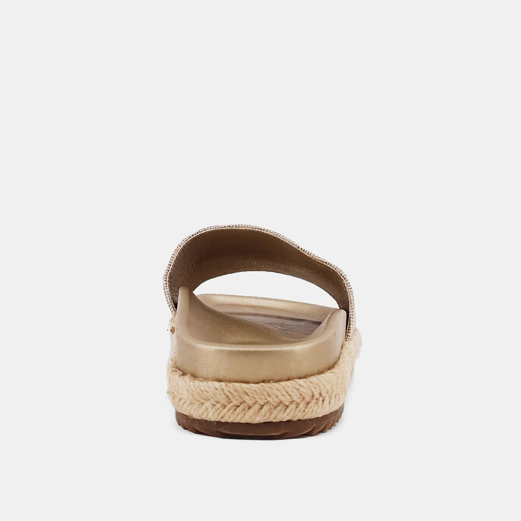 shu shop crisanta gold woven slide sandals