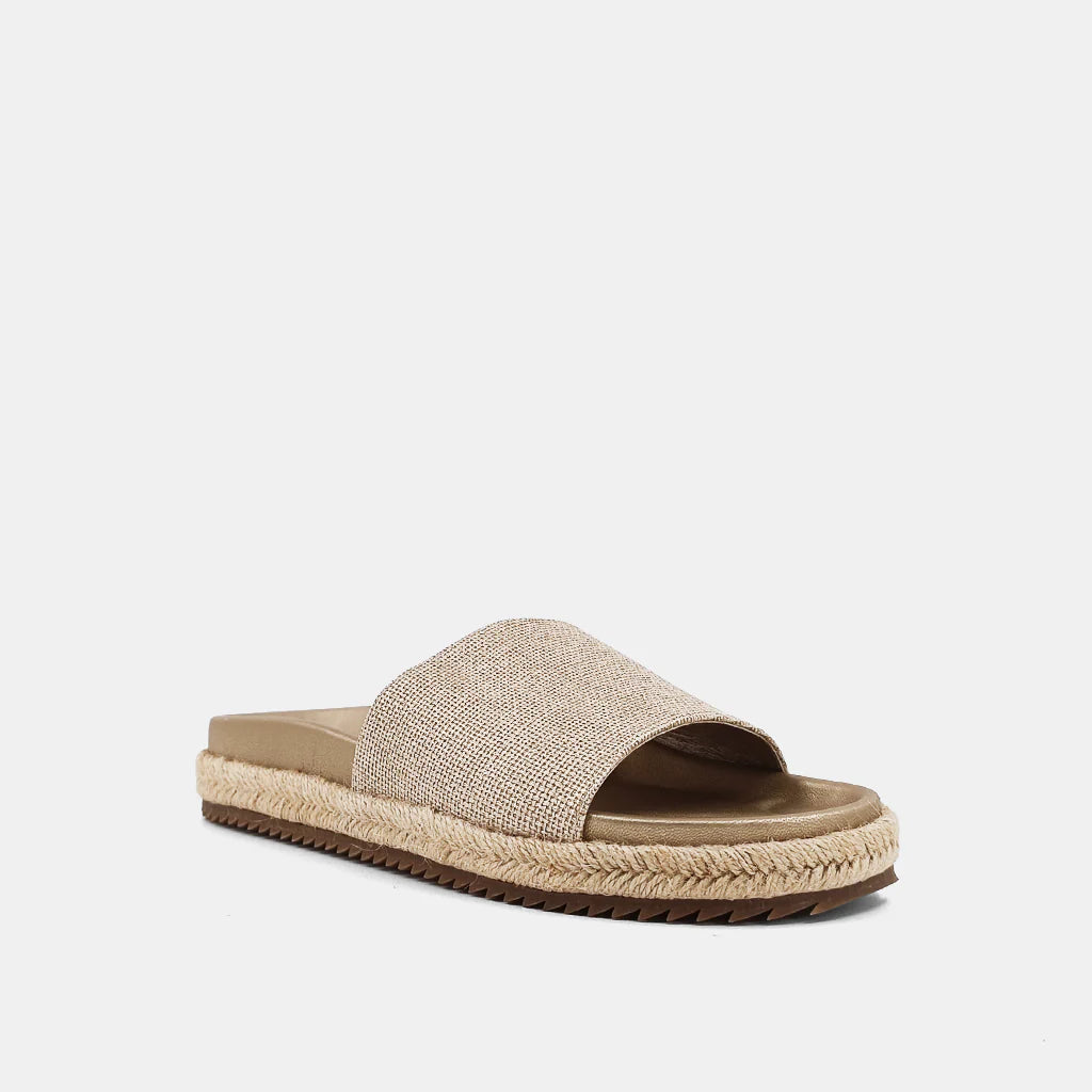 shu shop crisanta gold woven slide sandals