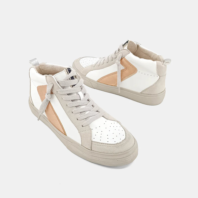 shu shop sandy mid top rose gold sneakers