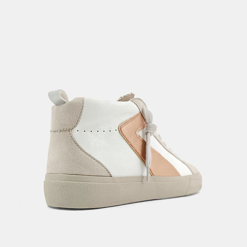 shu shop sandy mid top rose gold sneakers