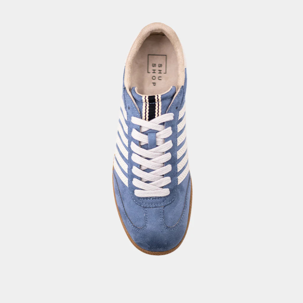 shu shop stevie blue suede striped low sneakers side details
