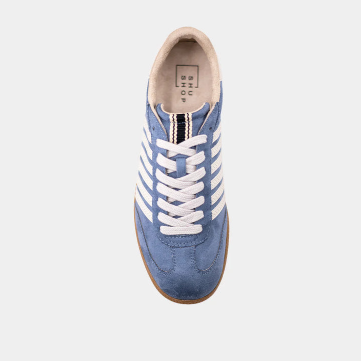 shu shop stevie blue suede striped low sneakers side details