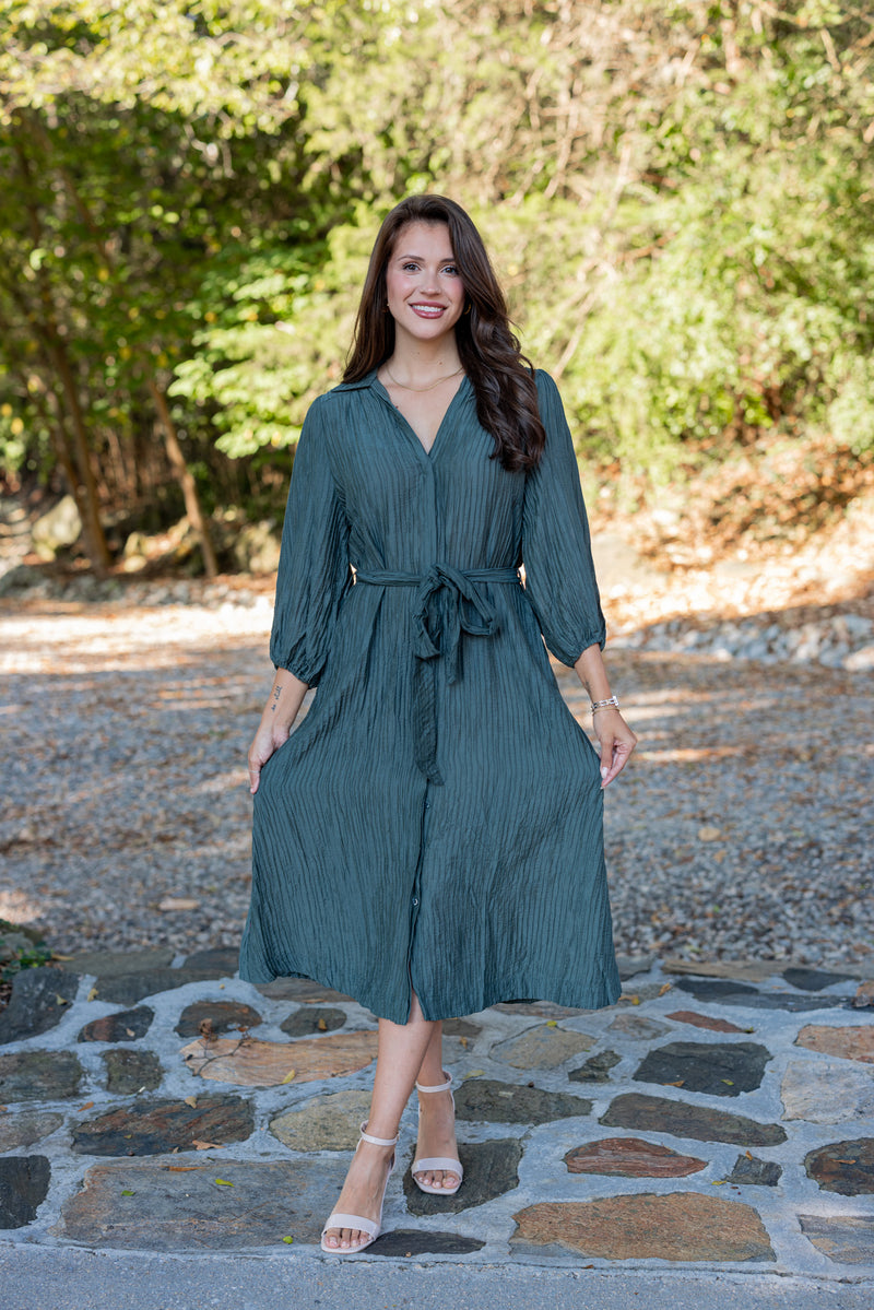 umgee olive silk satin midi dress