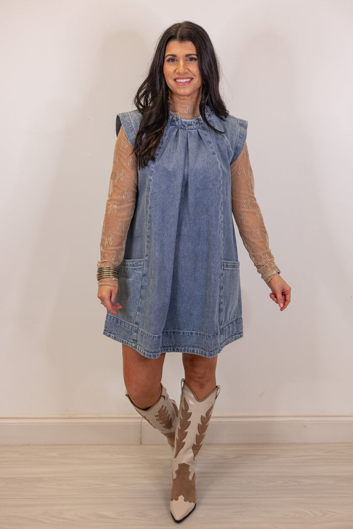 spring denim swing dress