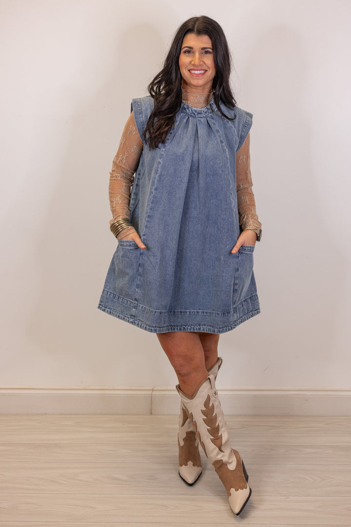 spring denim swing dress