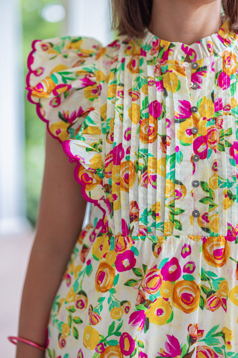 southern charm floral yellow dress