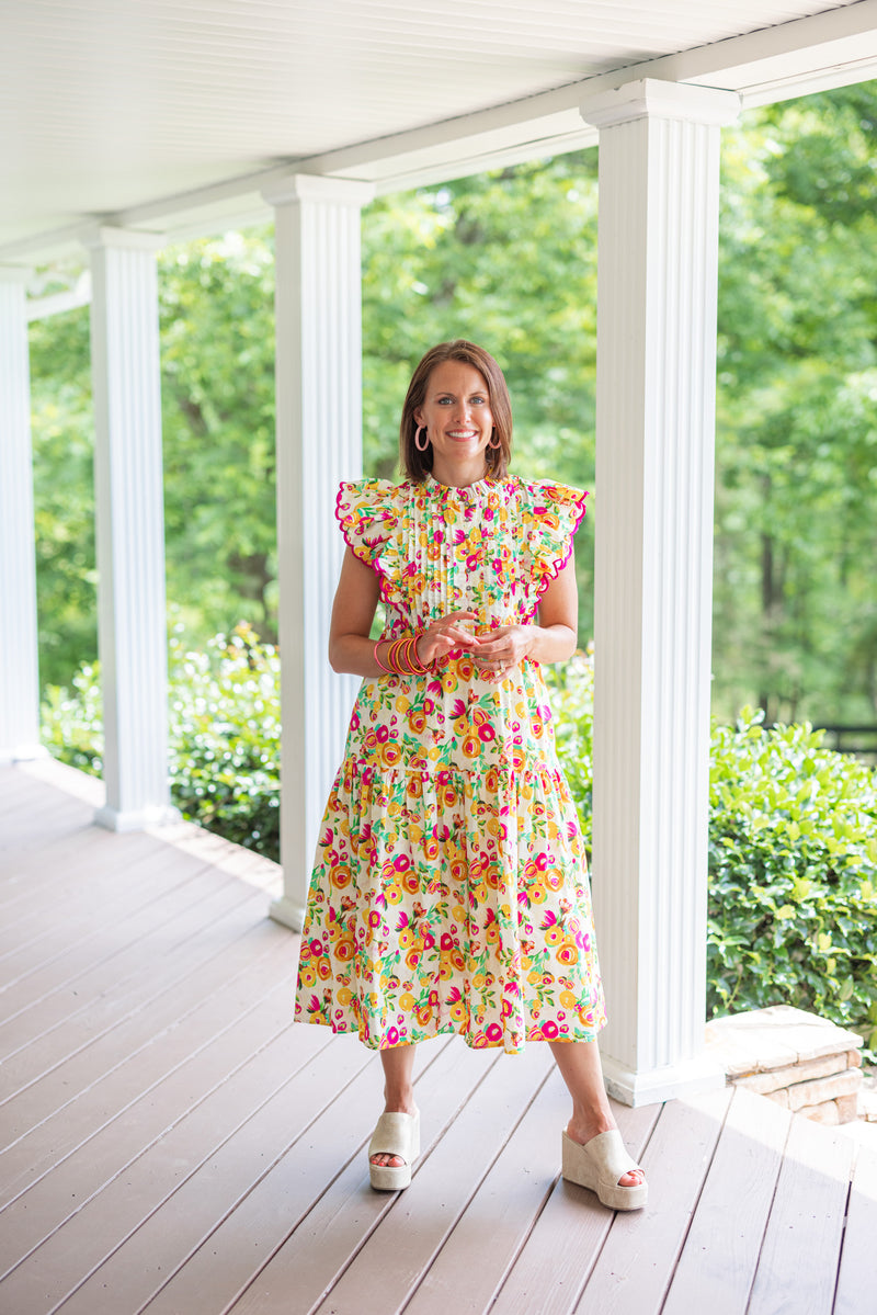 southern charm floral yellow dress