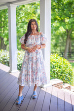 floral patchwork summer midi dress