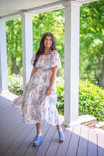 floral patchwork summer midi dress