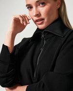 spanx air essentials half zip black pullover 