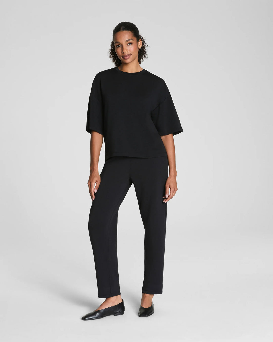 spanx airessentials black boxy relaxed crewneck tee full