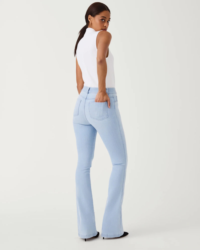 spanx flare jeans light wash denim