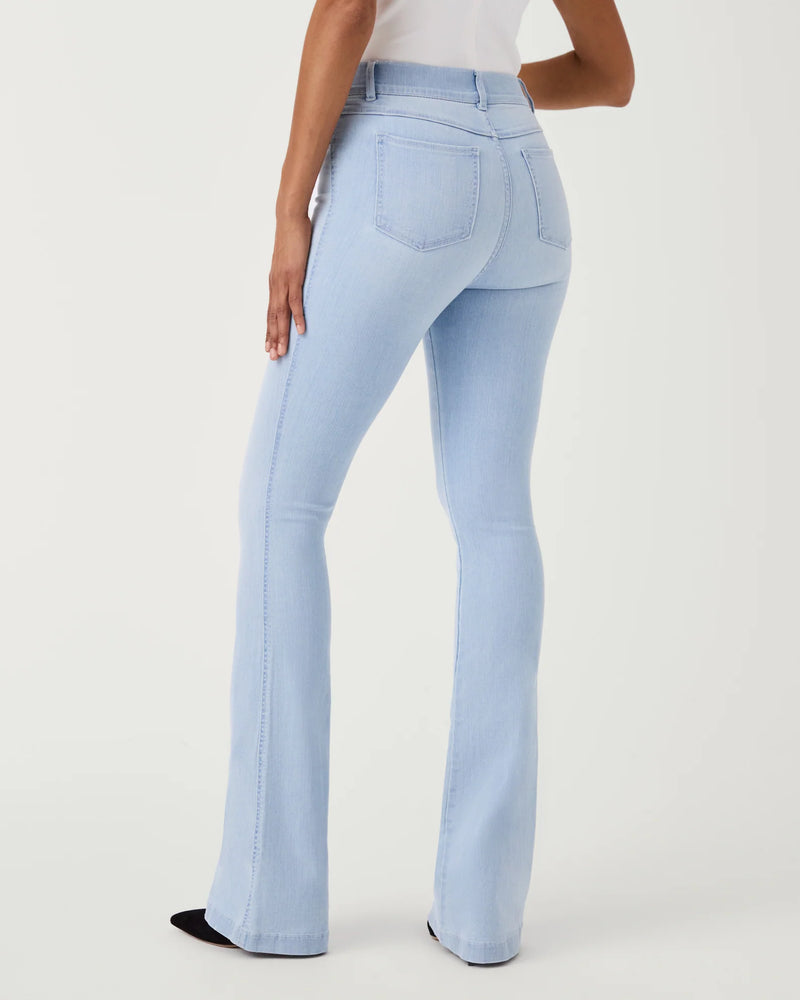 spanx flare jeans light wash denim