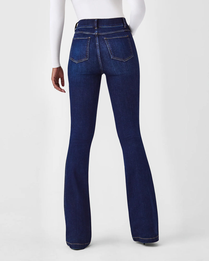 spanx midnight shade petite flare jeans