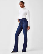 spanx midnight shade petite flare jeans