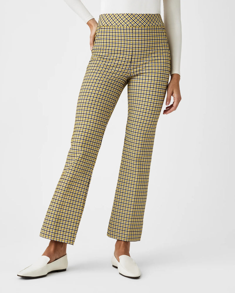 spanx perfect pant kick flares dijon houndstooth 