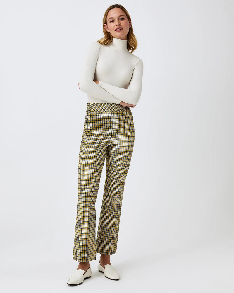 spanx perfect pant kick flares dijon houndstooth 