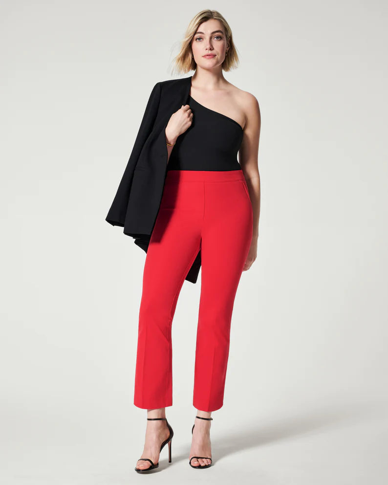 spanx red kick flare on the go pants