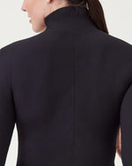 spanx turtleneck ribbed black bodysuit