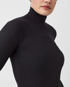 spanx turtleneck ribbed black bodysuit