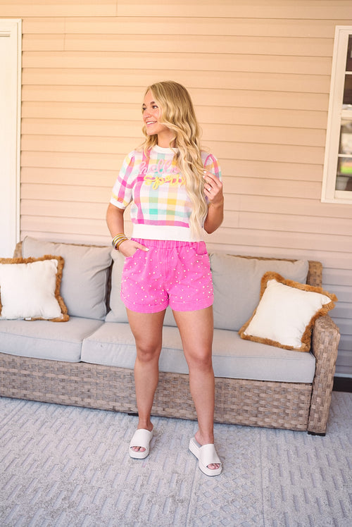 spring plaid top for easter