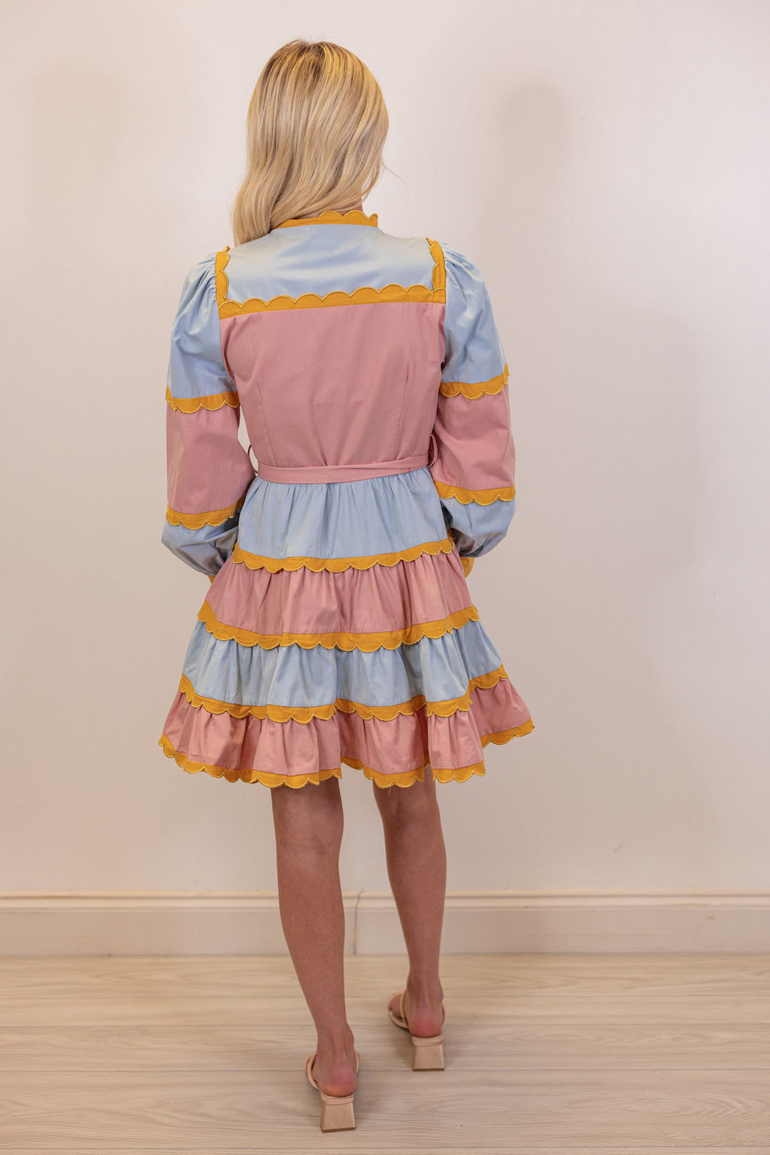 mauve mustard ric rac trim dress