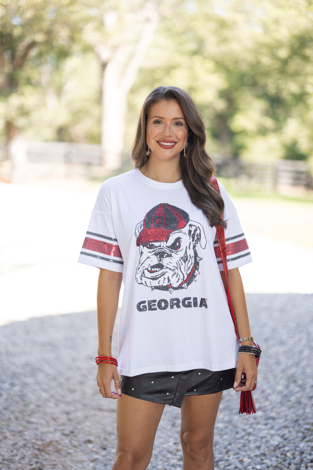 uga collegiate sequin bulldog oversized tee