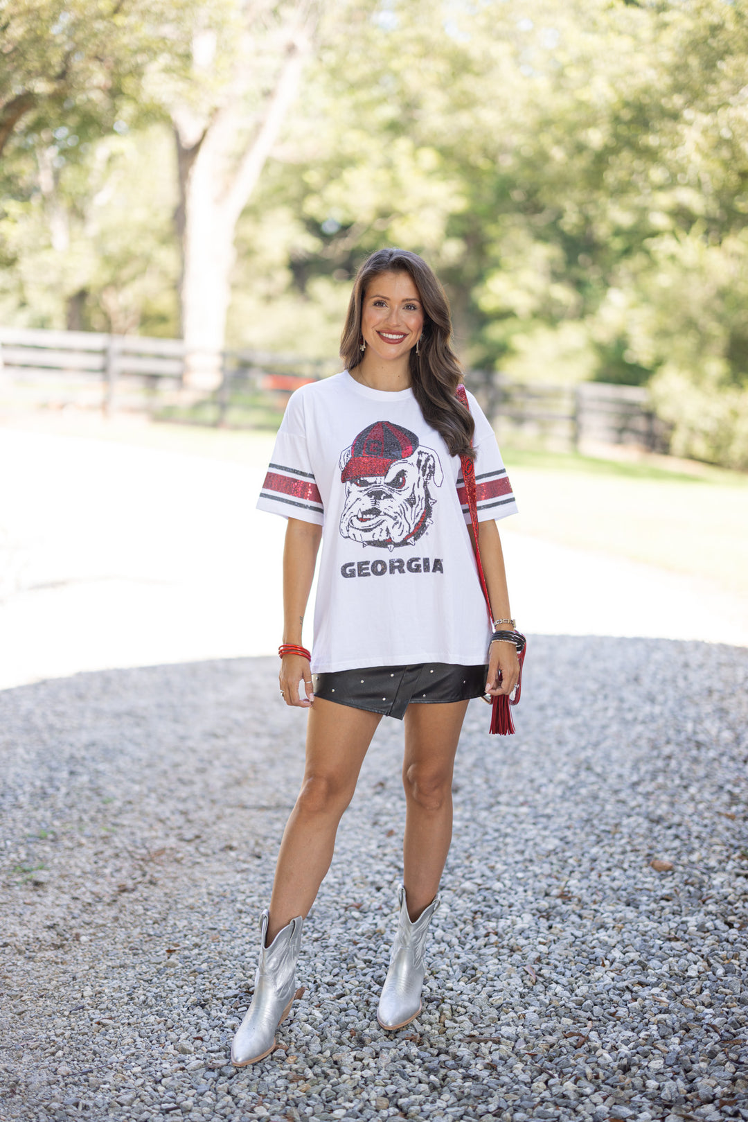 uga collegiate sequin bulldog oversized tee