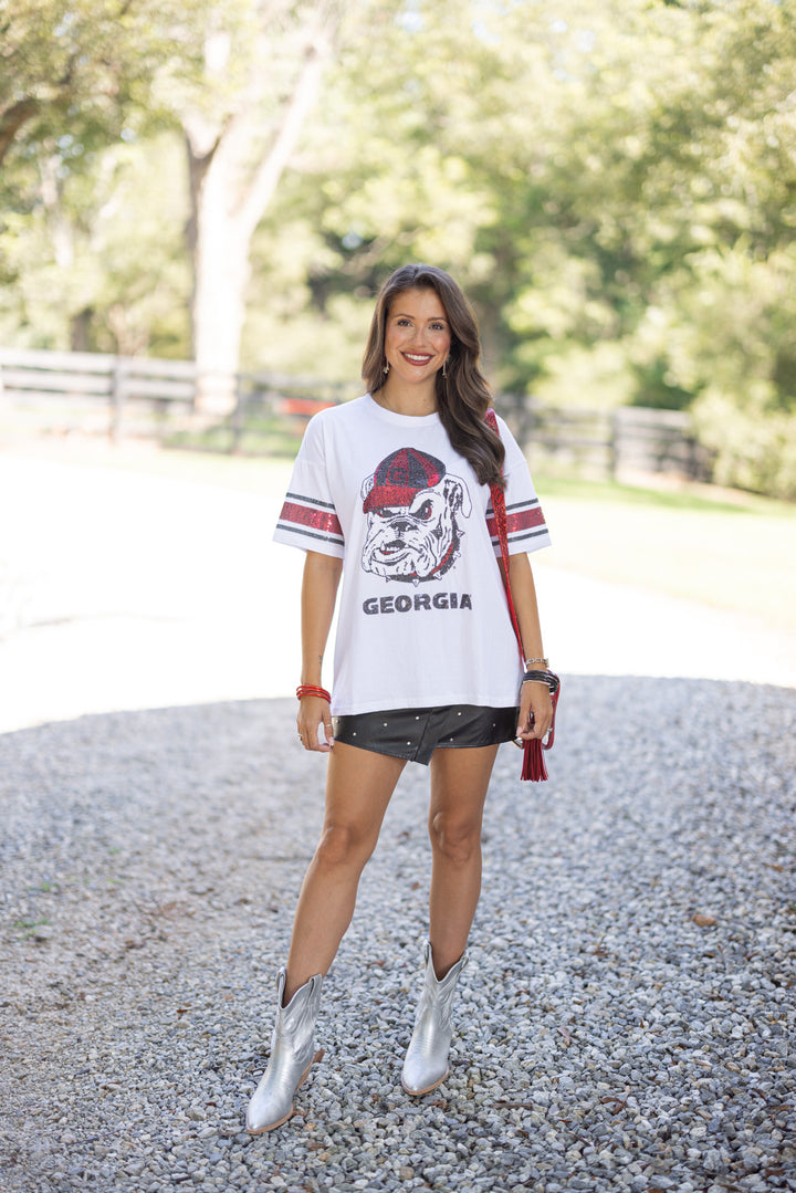 uga collegiate sequin bulldog oversized tee