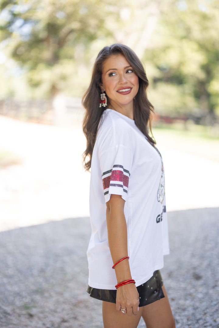 uga collegiate sequin bulldog oversized tee