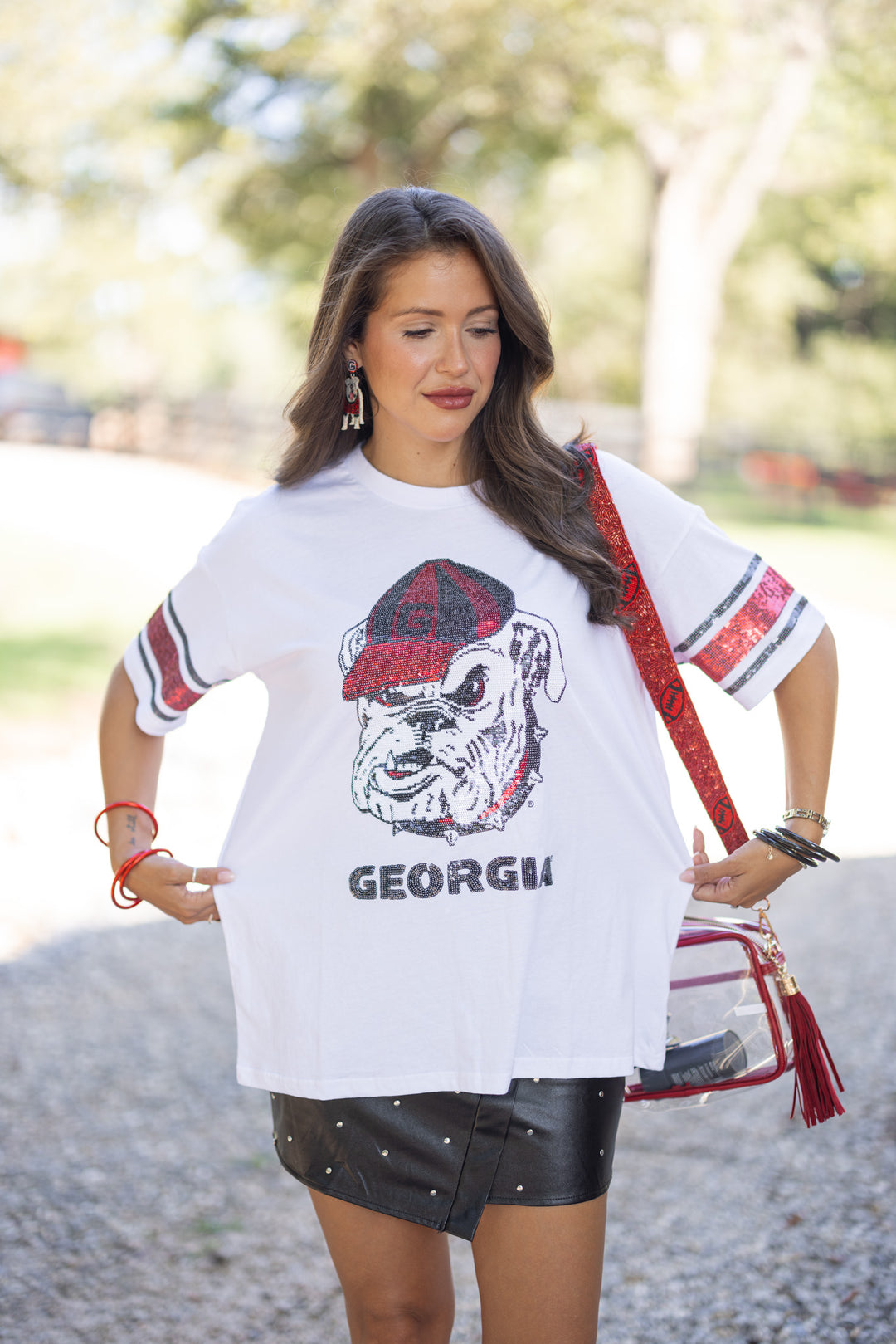 uga collegiate sequin bulldog oversized tee